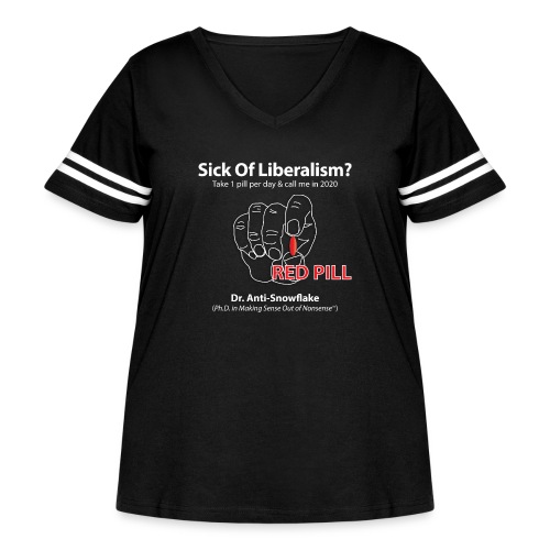 RedPill tshirt black tees - Women's Curvy V-Neck Football Tee