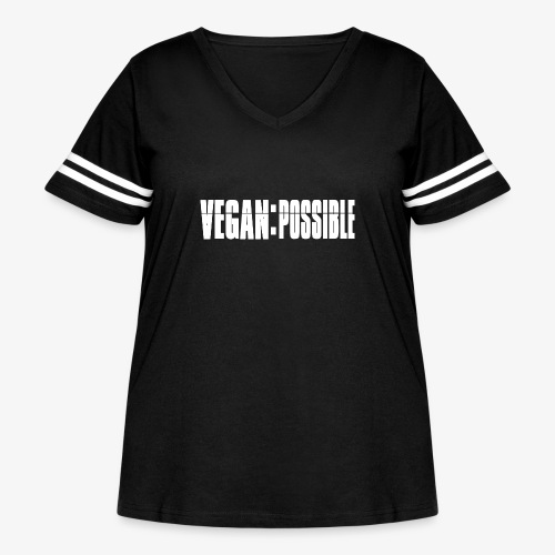 VeganPossible - Women's Curvy V-Neck Football Tee