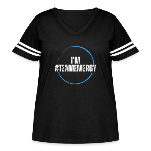 I'm TeamEMergy - Women's Curvy V-Neck Football Tee
