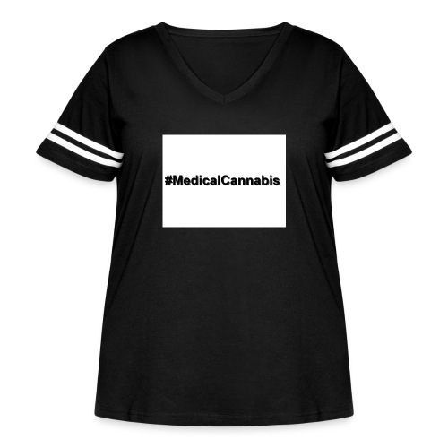WhiteShirt MedicalCannabis - Women's Curvy V-Neck Football Tee