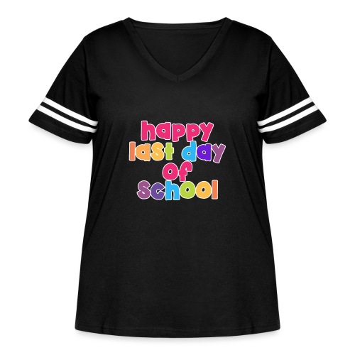 Happy Last Day of School Bubbles Teacher T-Shirts - Women's Curvy Vintage Sports T-Shirt