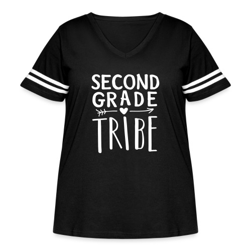 Second Grade Tribe Teacher Team T-shirts - Women's Curvy Vintage Sports T-Shirt