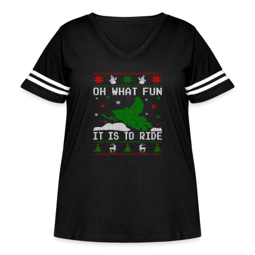 Oh What Fun Snowmobile Ugly Sweater style - Women's Curvy Vintage Sports T-Shirt