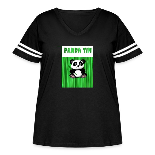 Panda Tim - Women's Curvy V-Neck Football Tee