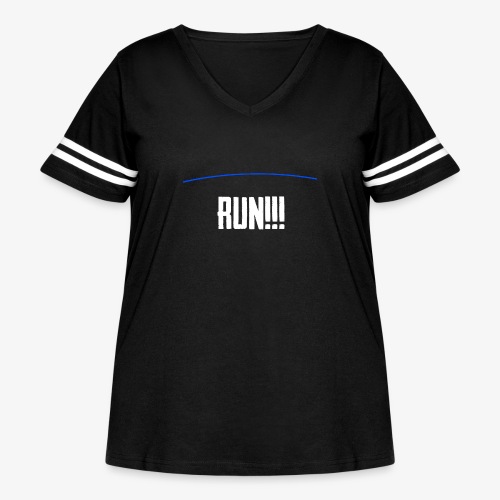 Run - The Blue Line Is Coming - PUBG Battlegrounds - Women's Curvy V-Neck Football Tee