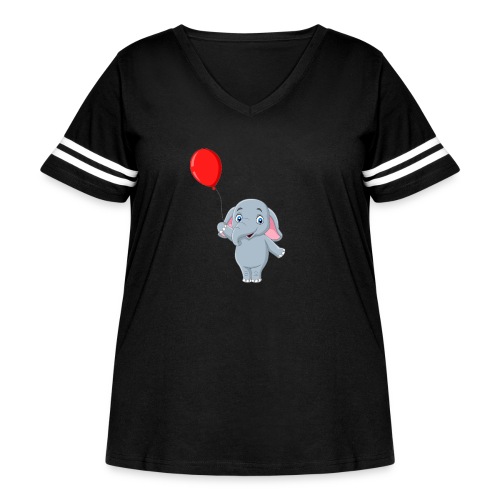 Baby Elephant Holding A Balloon - Women's Curvy Vintage Sports T-Shirt