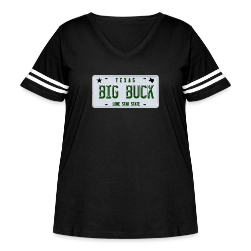 Texas LICENSE PLATE Big Buck Camo - Women's Curvy Vintage Sports T-Shirt