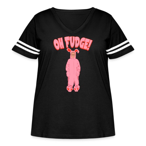 Oh Fudge! Ralphie Christmas Pink Nightmare Bunny - Women's Curvy Vintage Sports T-Shirt