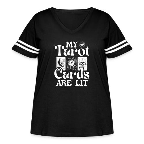My Tarot Cards are Lit - Women's Curvy V-Neck Football Tee