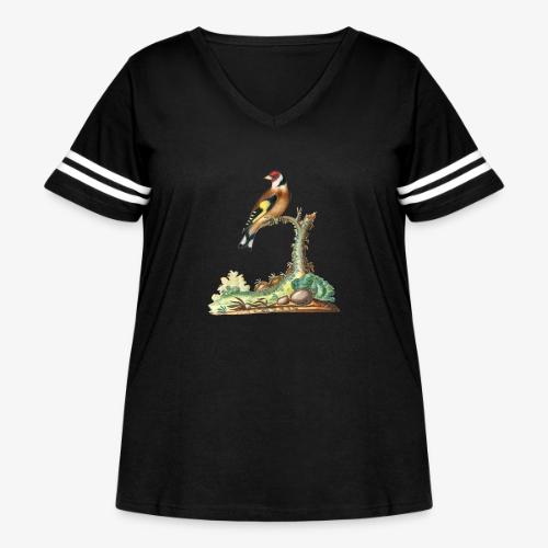 European goldfinch - Women's Curvy V-Neck Football Tee