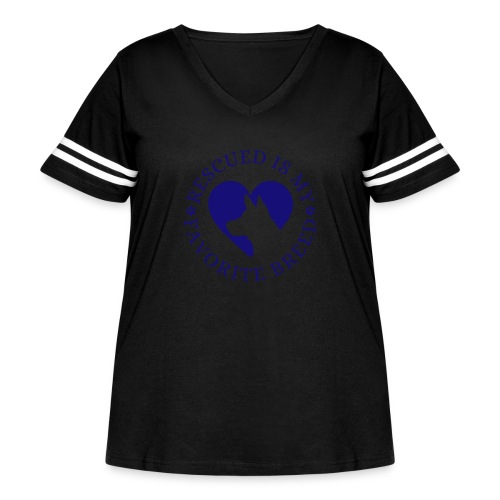 Rescued is my Favorite Breed 3 - Women's Curvy V-Neck Football Tee