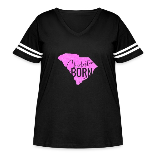 CharlestonBorn Pink - Women's Curvy Vintage Sports T-Shirt