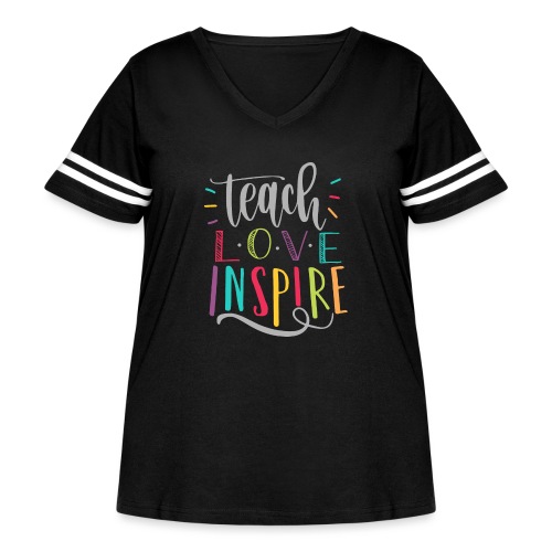 Teach Love Inspire Colorful Teacher T-Shirts - Women's Curvy Vintage Sports T-Shirt
