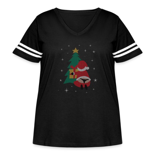 Ugly Christmas Sweater String Thong Santa - Women's Curvy Vintage Sports T-Shirt