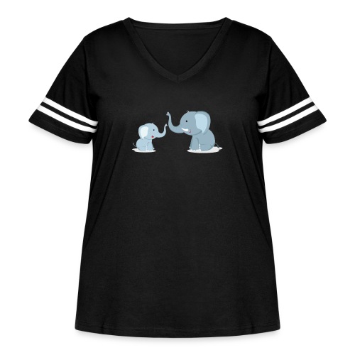 Father and Baby Son Elephant - Women's Curvy Vintage Sports T-Shirt