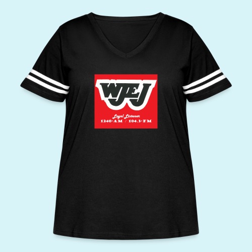 WJEJ Loyal Listener Red / Black - Women's Curvy Vintage Sports T-Shirt