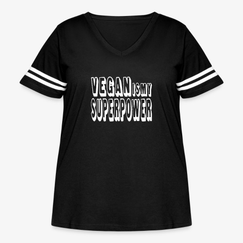 VeganIsMySuperpower - Women's Curvy V-Neck Football Tee