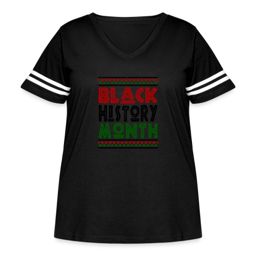 Vintage Black History Month - Women's Curvy V-Neck Football Tee