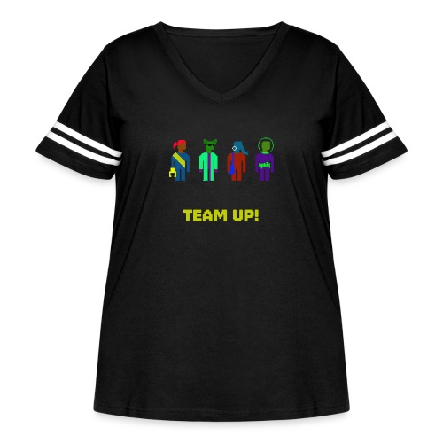 Spaceteam Team Up! - Women's Curvy V-Neck Football Tee