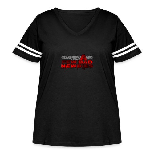 Game like a Pro, with A Few Bad Newbies - Women's Curvy V-Neck Football Tee