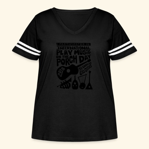 play Music on the Porch Day Participant 2018 - Women's Curvy V-Neck Football Tee