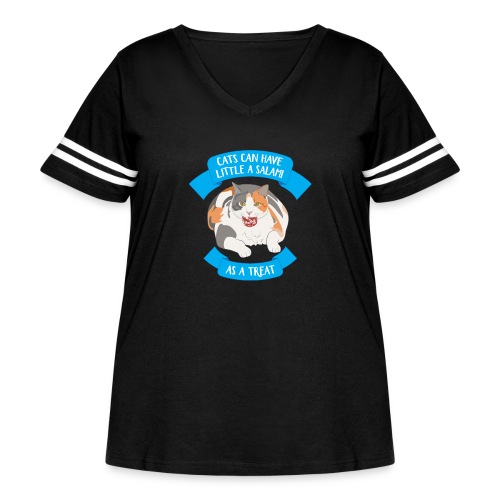 Cats Can Have Little A Salami - Women's Curvy V-Neck Football Tee