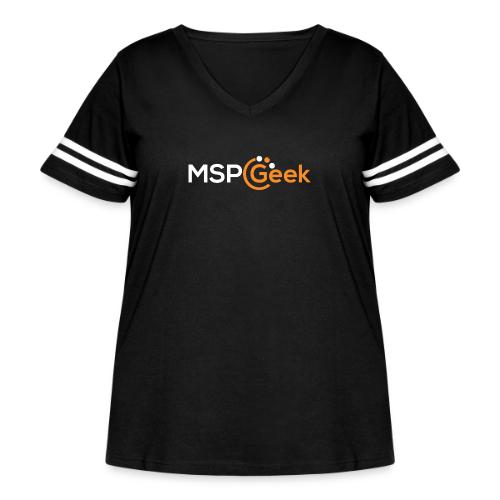 MSPGeekWhiteLogo - Women's Curvy V-Neck Football Tee