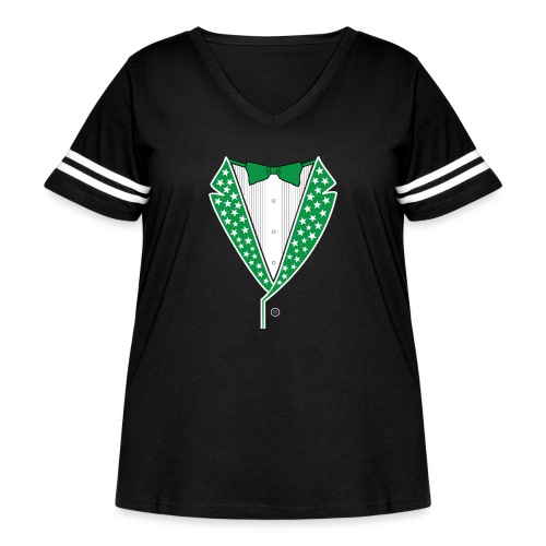 Star Tuxedo in Green PNG - Women's Curvy Vintage Sports T-Shirt
