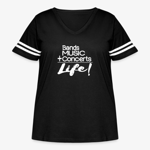 Music is Life - Women's Curvy V-Neck Football Tee