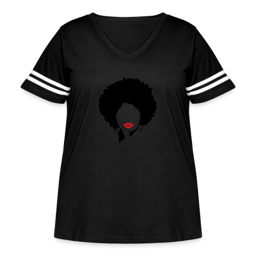 Afro with red lips - Women's Curvy Vintage Sports T-Shirt