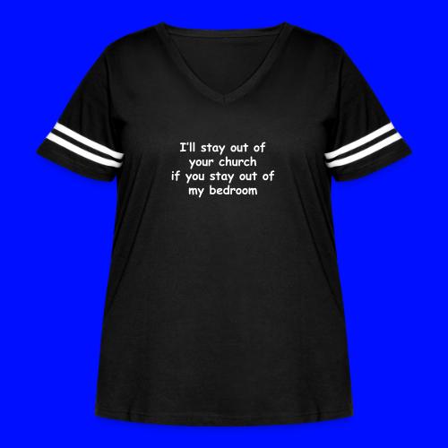 Church - Bedroom - Women's Curvy V-Neck Football Tee