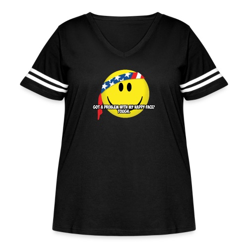 Happy Face USA - Women's Curvy Vintage Sports T-Shirt
