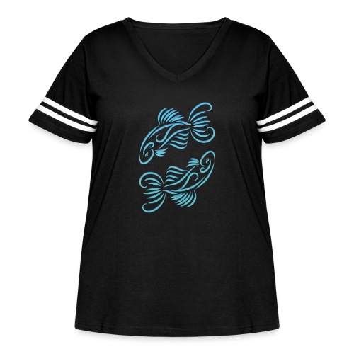 Pisces Zodiac Fish Water Sign Blue Green - Women's Curvy Vintage Sports T-Shirt