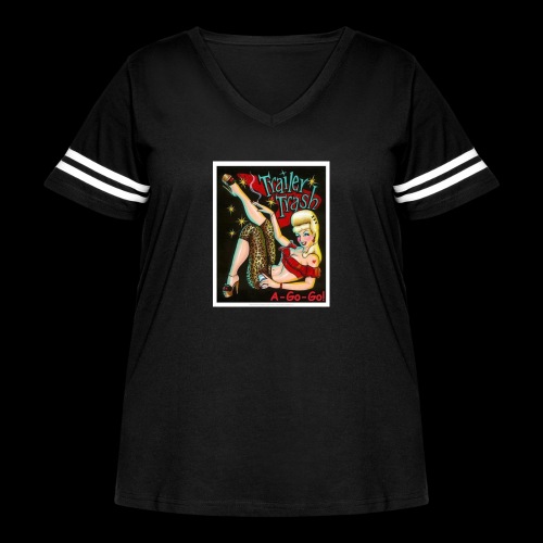 Trailer Trash A-Go-Go! Logo - Women's Curvy Vintage Sports T-Shirt