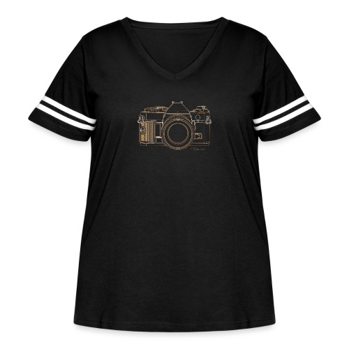 Camera Sketches - Canon AE1 Program - Women's Curvy Vintage Sports T-Shirt