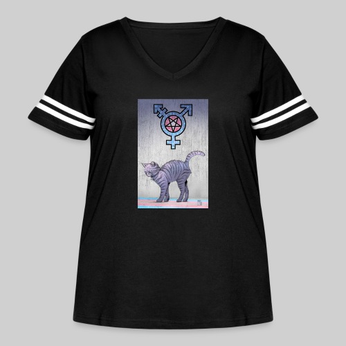 Trans Satanic Cat - Women's Curvy Vintage Sports T-Shirt