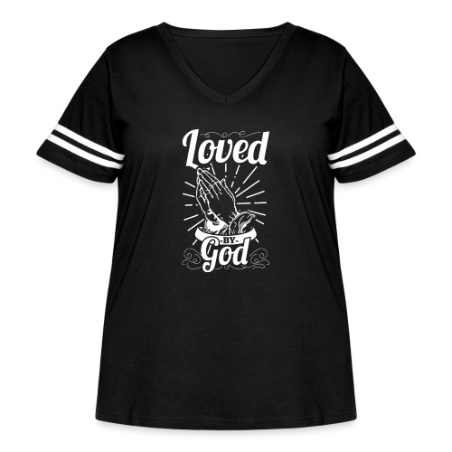 Loved By God - Alt. Design (White Letters) - Women's Curvy Vintage Sports T-Shirt