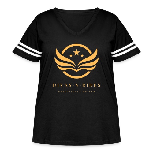 Divas N Rides Wings1 - Women's Curvy Vintage Sports T-Shirt