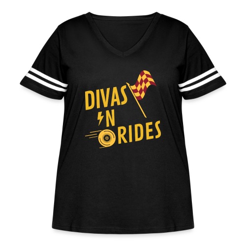 Divas-N-Rides Road Trip Graphics - Women's Curvy Vintage Sports T-Shirt