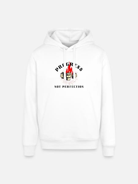 Progress Not Prefection-Motivational fitnes design - Stanley/Stella Sounder Side Pocket Hoodie - white