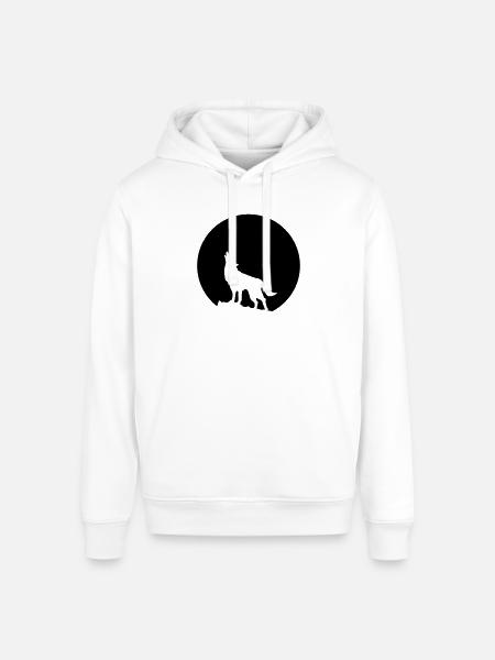 Wolf Howling Moon - Stanley/Stella Sounder Side Pocket Hoodie - white