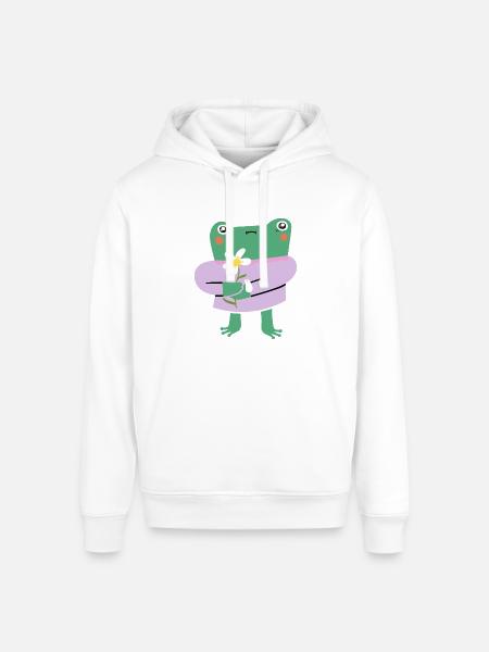 Shy Frog with Flower - Stanley/Stella Sounder Side Pocket Hoodie - white