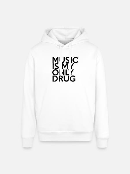 MUSIC IS MY ONLY DRUG - Stanley/Stella Sounder Side Pocket Hoodie - white