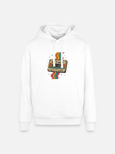 Vintage Boho Cassette Tape Design - Stanley/Stella Sounder Side Pocket Hoodie - white