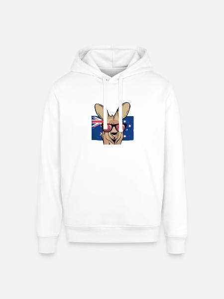 Aussie Kangaroo Sunglasses Flag - Stanley/Stella Sounder Side Pocket Hoodie - white