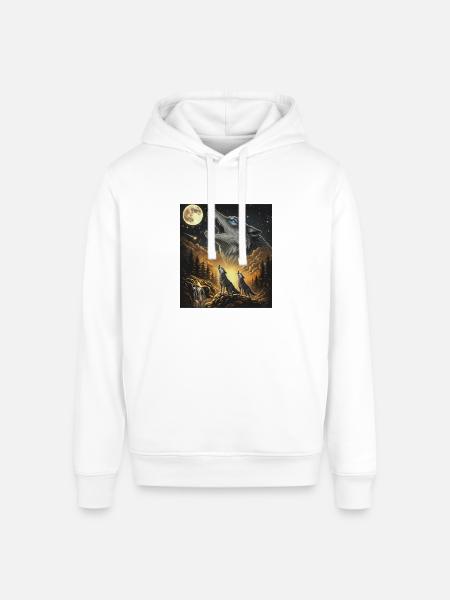 Moon Moonlight Howl Wolves Night - Stanley/Stella Sounder Side Pocket Hoodie - white