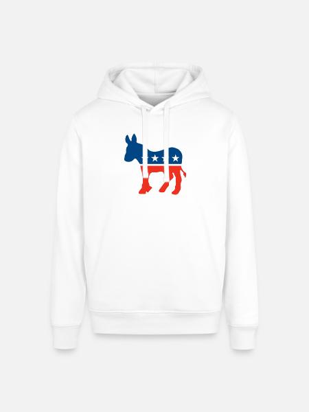 Democrat Logo - Stanley/Stella Sounder Side Pocket Hoodie - white