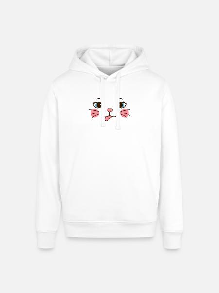 Pink Cheek Cat Face - Stanley/Stella Sounder Side Pocket Hoodie - white