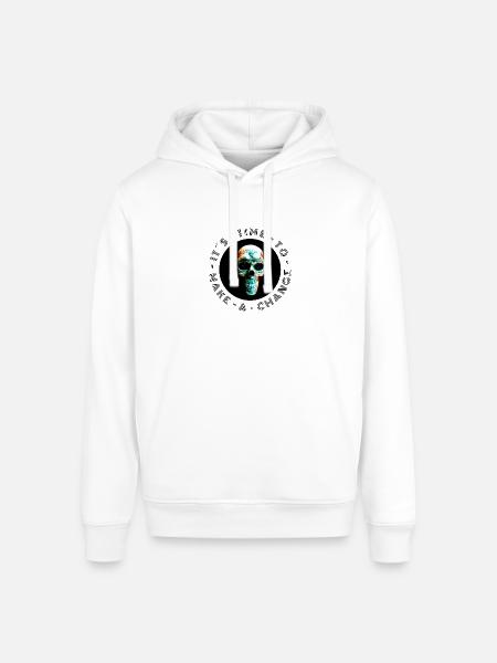 Neon Halftone Skull, Halloween, Skeleton - Stanley/Stella Sounder Side Pocket Hoodie - white