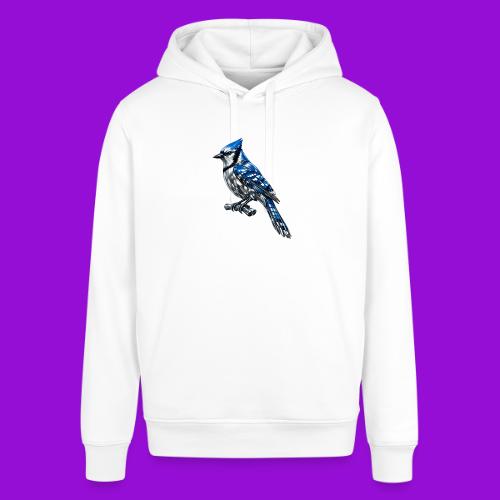 Silver Blue Jay on Perch - Stanley/Stella Sounder Side Pocket Hoodie